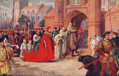 Kardynał Wolsey prawdopodobnie wchodzący do pałacu Hampton Court, 1917