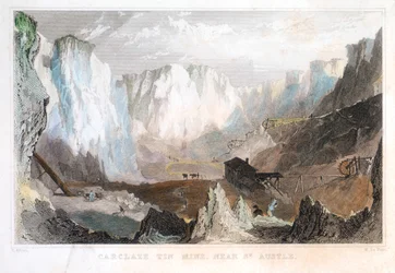 Kopalnia cyny Carglaze, niedaleko St Austell, Kornwalia, Anglia, c1825, 1837