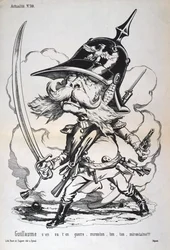 Karykatura Wilhelma I Pruskiego, wojna francusko-pruska, 1870-1871.