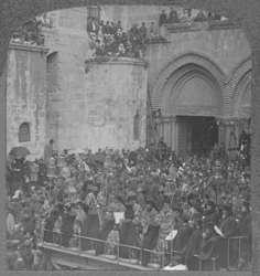 Ceremonia obmycia nóg uczniom w kościele Grobu Świętego, ok. 1900