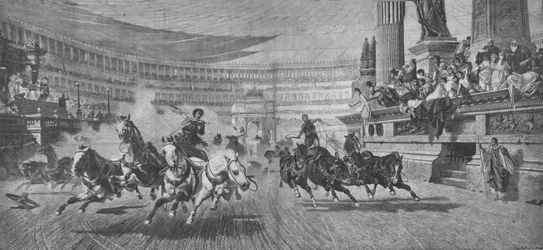 Wyścigi rydwanów w Circus Massimus w Rzymie, XIX w.
