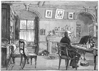Karol Darwin, angielski przyrodnik, w swoim gabinecie, c1870 1887