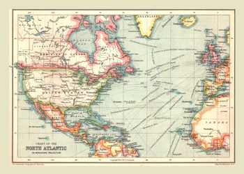Mapa Północnego Atlantyku, 1902.