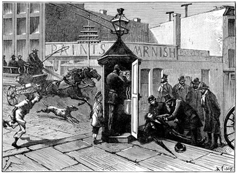 Budka telefoniczna policji w Chicago, 1886 r.