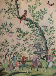 Chiński ręcznie malowany papier ścienny, 1928