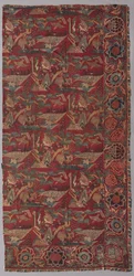 Narzuta na łóżko Chintz lub wiszące z wzorem inspirowanym Japonią, prawa połowa, pierwsza połowa XVIII wieku.