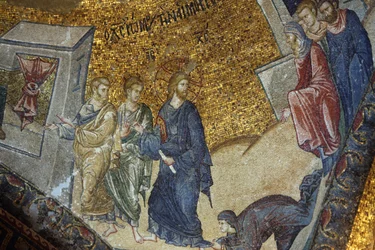 Muzeum kościelne Chora : mozaika przedstawiająca kobietę proszącą Jezusa o przywrócenie jej zdrowia Istanbul Turquie