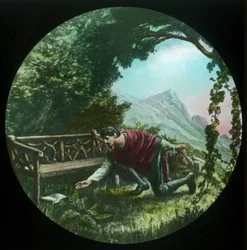 Christian wraca i znajduje zwój, ok. 1910.