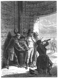 Claude Chappe demonstruje swój system semaforów telegrafu optycznego w 1793 c1870