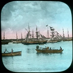 Port w Colombo, Cejlon, koniec XIX lub początek XX wieku