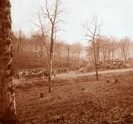 Kolumna wojsk, Genicourt, północna Francja, c1914-c1918