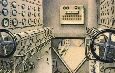 Dyspozytornia na pokładzie latającej łodzi Dornier Do X, lata 20., 1932.