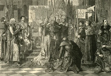 Koronacja Ludwika Węgierskiego na króla Polski w Krakowie, 1370, 1890.