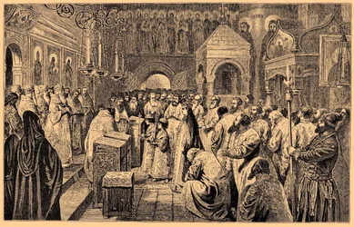 Koronacja dwojga dzieci Romanowów, Iwana V i Piotra I, 1682, XIX wiek