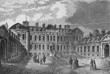 Dziedziniec Montagu House, Great Russell Street, Bloomsbury, Londyn, 1830 1878