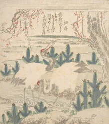 Żurawie wśród młodych sosen nad strumieniem, ok. godz. 1830.