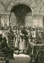 Krzyżowcy ogłaszający Godfreya z Bouillon królem Jerozolimy, 1890.