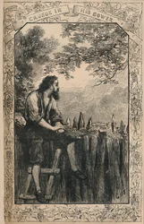 Crusoe w swojej altanie, c1870