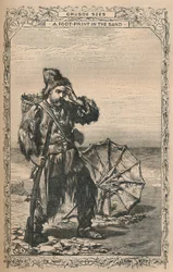 Crusoe widzi odcisk stopy na piasku, ok. 1870 r