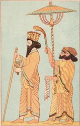 Dariusz I 548-486 pne Achemenid, król Persji od 521, ze sługami, 1881