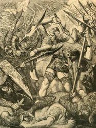 Śmierć Harolda w bitwie pod Hastings, 1873.