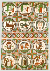 Dekoracja w Starym Kościele Stora Råda, Västra Götaland, Szwecja, 1928.