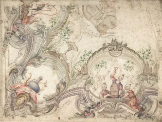 Projekt dekoracji sufitu z Chinoiseries, 1725-75.