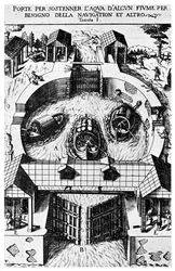 Projekt zawiasowych śluz do kanału autorstwa Leonarda da Vinci, XV wiek 1956