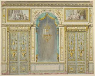 Projekt dekoracji ścian w mieszkaniu Marii Antoniny w Pałacu Fontainebleau