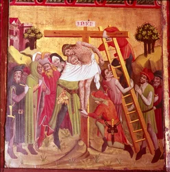 Szczegół ze zdjęcia z Krzyża. Szkoła Północnoniemiecka, 1435-1440.