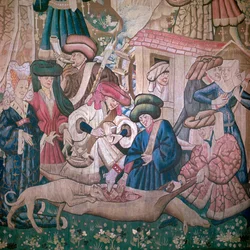 Detal z gobelinów myśliwskich z Devonshire, XV wiek