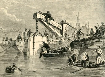 Dzwon do nurkowania używany przy budowie tunelu Tamizy, ok. 1878 r.