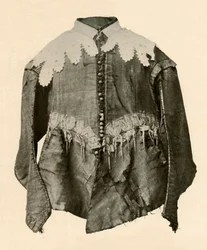 Dublet z czarnego jedwabiu obszyty grotami galonu ze srebrnymi aigletami, ok. XVII w., 1937 r.
