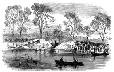 Odwadnianie rzeki Serpentine, Hyde Park, Londyn, 1869
