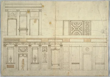 Rysunek, projekt wnętrza, 1800-1820