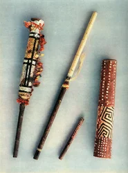 Bębny i instrumenty dęte plemienia Indian Baniva, Wenezuela., 1948