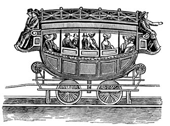 Wczesny amerykański wagon kolejowy przejęty z transportu drogowego