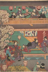Wczesny wieczór w Yoshiwara Inn, XIX wiek.