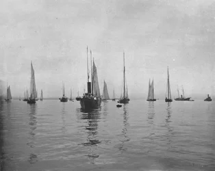 Wczesny poranek nad Zatoką Nowojorską, USA, ok. 1900.
