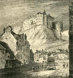 Zamek w Edynburgu, z Kings Mews, 1825, 1890.
