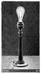 Żarowa kula świetlna Edisons w oprawie lampy stołowej, 1891