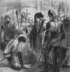 Edward III pasuje Czarnego Księcia na rycerza, 1384, ok. 1880