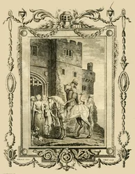 Edward Męczennik dźgnięty nożem na rozkaz swojej przyrodniej matki, Elfridy, w zamku Corfe, 978, 1783.