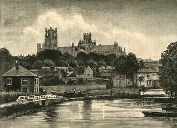 Katedra w Ely, od mostu kolejowego, 1898.