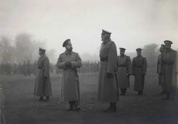 Cesarz Mikołaj II i wielki książę Nikołaj Nikołajewicz w Baranowiczach, wrzesień 1914, 1914
