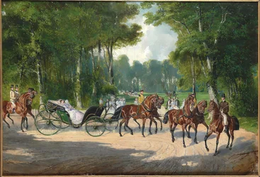 Cesarzowa Elżbieta w powozie na wiedeńskim Praterze, ok. 1860 r.