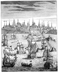 Eskadra angielska przewożąca wojska w celu zdobycia Dunkierki, 1708, 1894