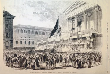 Zaciąg ochotników do Gwardii Narodowej, plac Panteonu, Paryż, 1870-1871