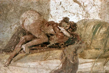 Erotyczne malowidło ścienne, Pompeje, Włochy