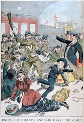 Nadwyżki żołnierzy brytyjskich na stacji kolejowej, 1902
